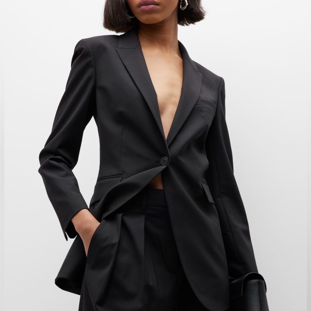 Theory Hayward Wool Blazer Grey Pinstripe